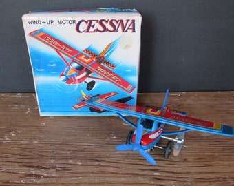 Vintage CESSNA HR-453 Wind-Up Toy in Original Box