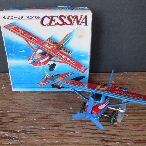 Vintage CESSNA HR-453 Wind-Up Toy in Original Box