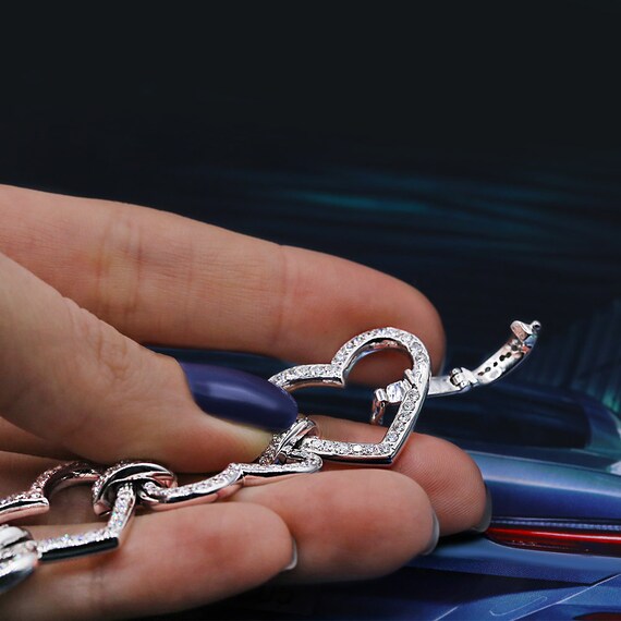 Fashion Heart Shape Diamond Bracelet Etsy