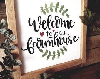Welcome to our farmhouse sign. Hand painted farmhouse style  country decor!