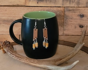 Leather beaded earrings