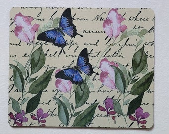 Botanical Butterfly Mouse Pad, Floral Desk Accessory