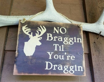 Deer Hunter Sign | Rustic Pine Wood Decor