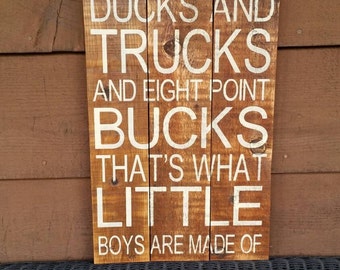 Ducks Trucks Bucks Pallet Sign, Country Boy Nursery Decor