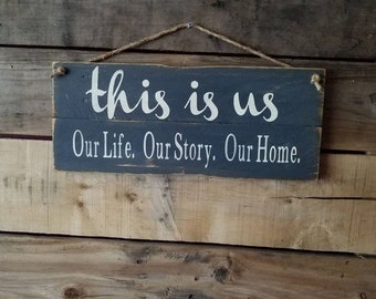 Handpainted Family Sign: This is Us on Reclaimed Pallet Wood