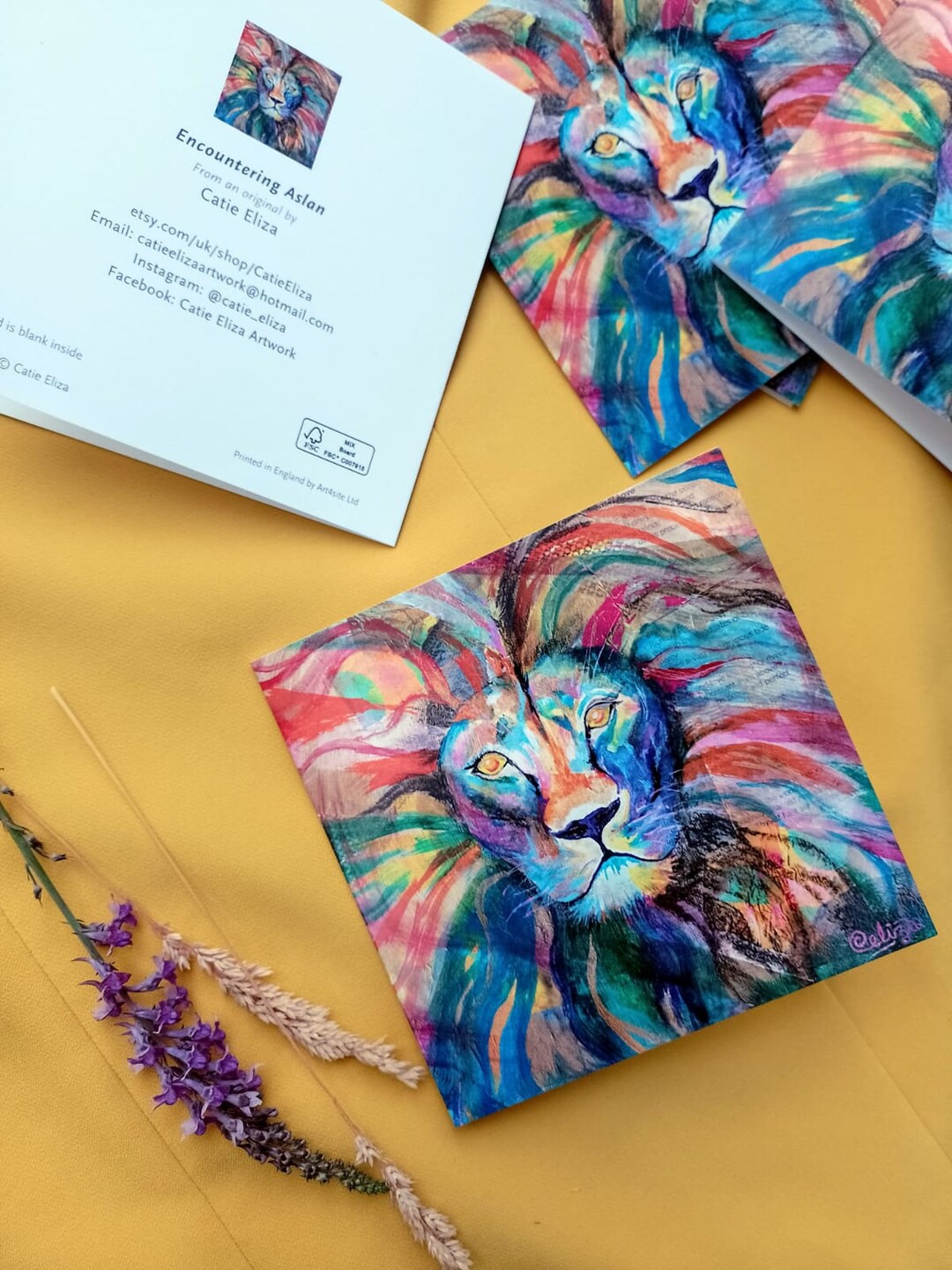 Encountering Aslan Fine Art Cards. Pack of 5. Recycled Kaft Envelopes ...