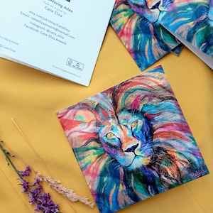 Begegnung mit Aslan Kunstdruckkarten. 5er Pack. Recycelte Kaftumschläge. Grusskarten. Vielseitig. Innen leer. 5"x5"" Kein Kunststoff.