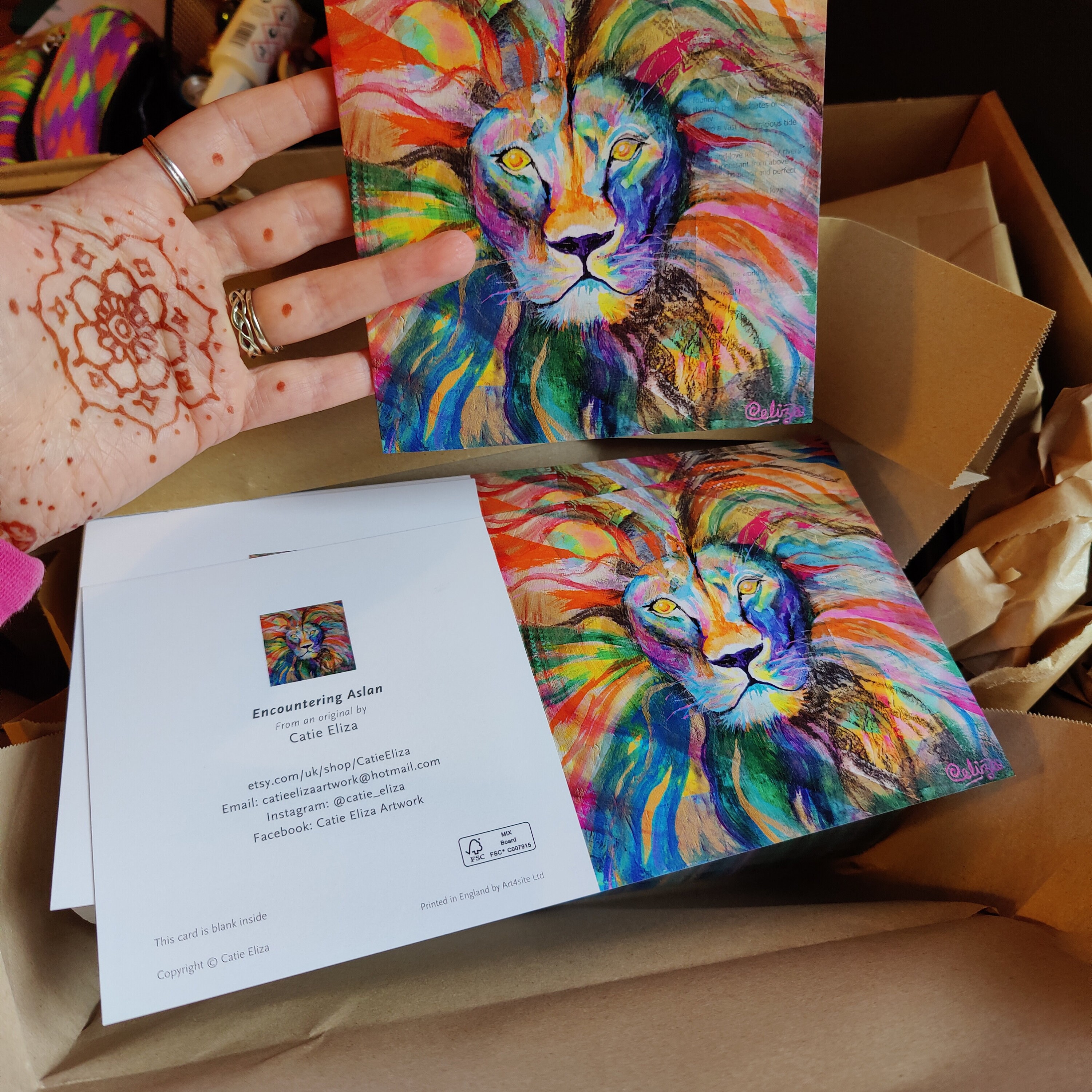 Encountering Aslan Fine Art Cards. Pack of 5. Recycled Kaft Envelopes ...