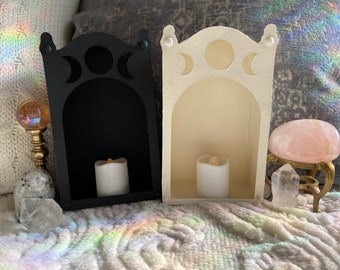 Triple Moon Shrine Box, Moon Luminary, Altar Box - Large