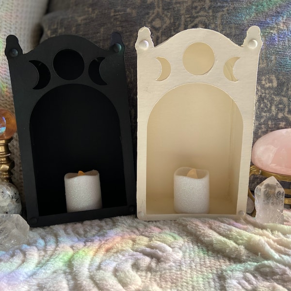 Triple Moon Shrine Box, Moon Luminary, Altar Box - Large