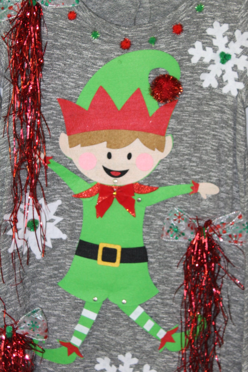 Ugly Tacky Christmas Sweater Dress Size M Elf NWT Womens