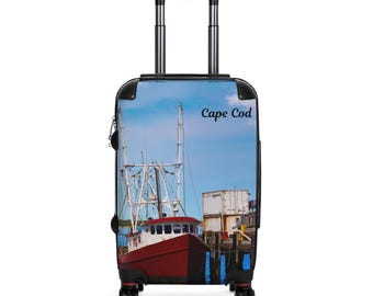 Cape Cod Fishing Boat Suitcase | Harbor Scene Luggage