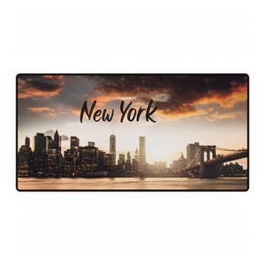 31,5 x 15,5 inch New York Skyline-bureauonderlegger - Cityscape Work Surface Protector, NYC Office Decor