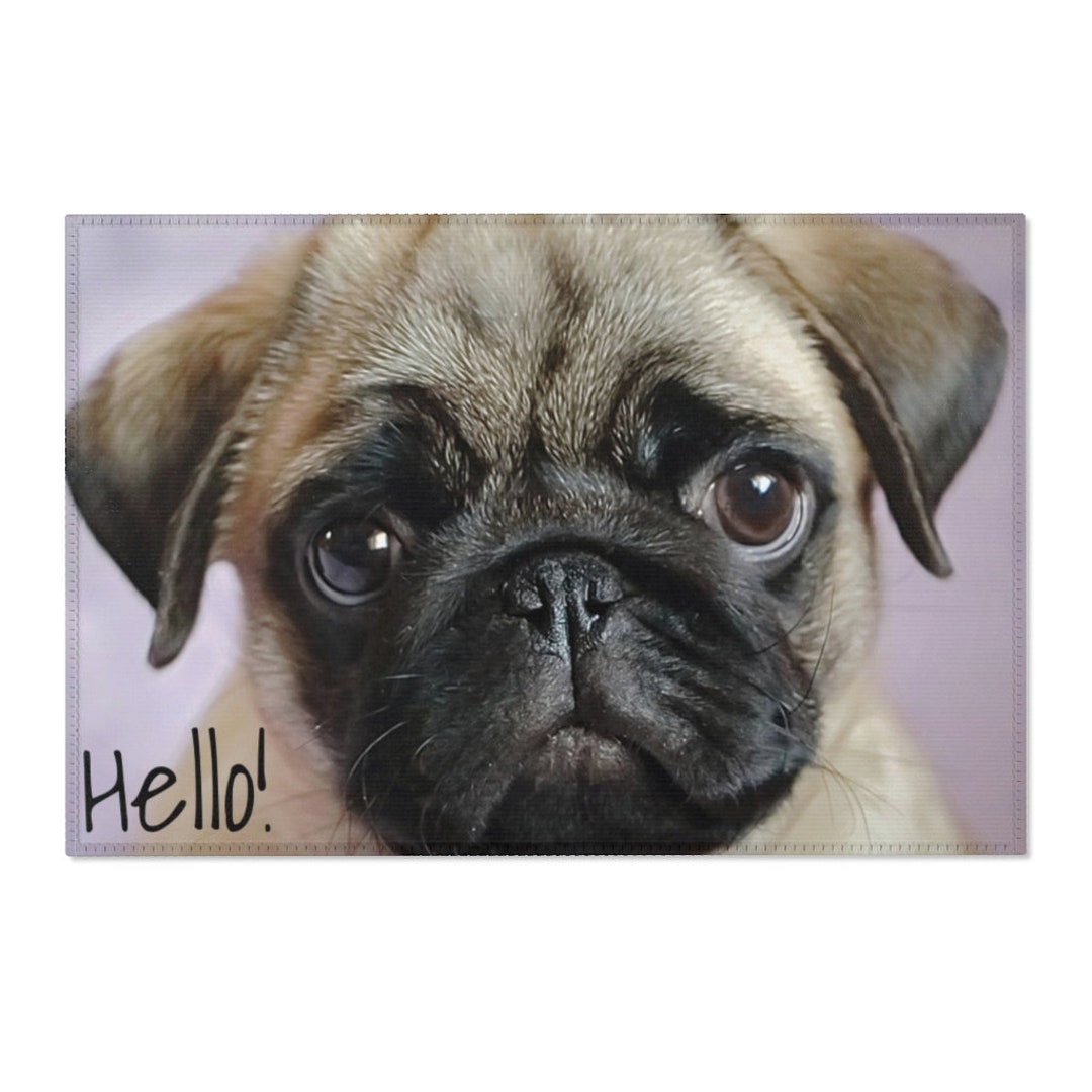 36”x24” Hello Pug Face Area Rug - Etsy