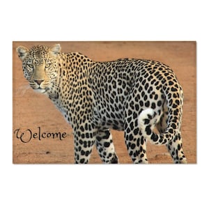 36&quot;x24&quot; Welcome Leopard Area Rug