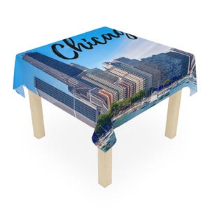 Chicago Skyline Tablecloth: Polyester Full Print (55.1&quot; x 55.1&quot;)