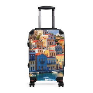 Greece Colorful Suitcase: Polycarbonate Travel Luggage