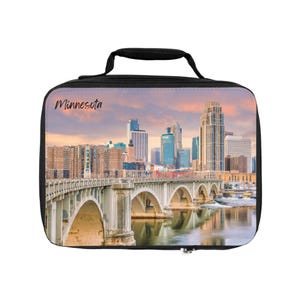 Minnesota Skyline Lunch Bag: Insulated Travel Snack Tote