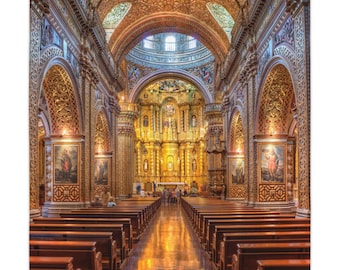 Ornate Church Interior Tablecloth | Cathedral Altar Architectural Print