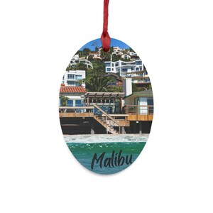 Malibu Beach Wooden Christmas Ornament