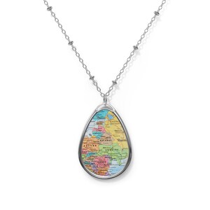 Colorful Europe Map Pendant Necklace: Geography Jewelry Travel Gift