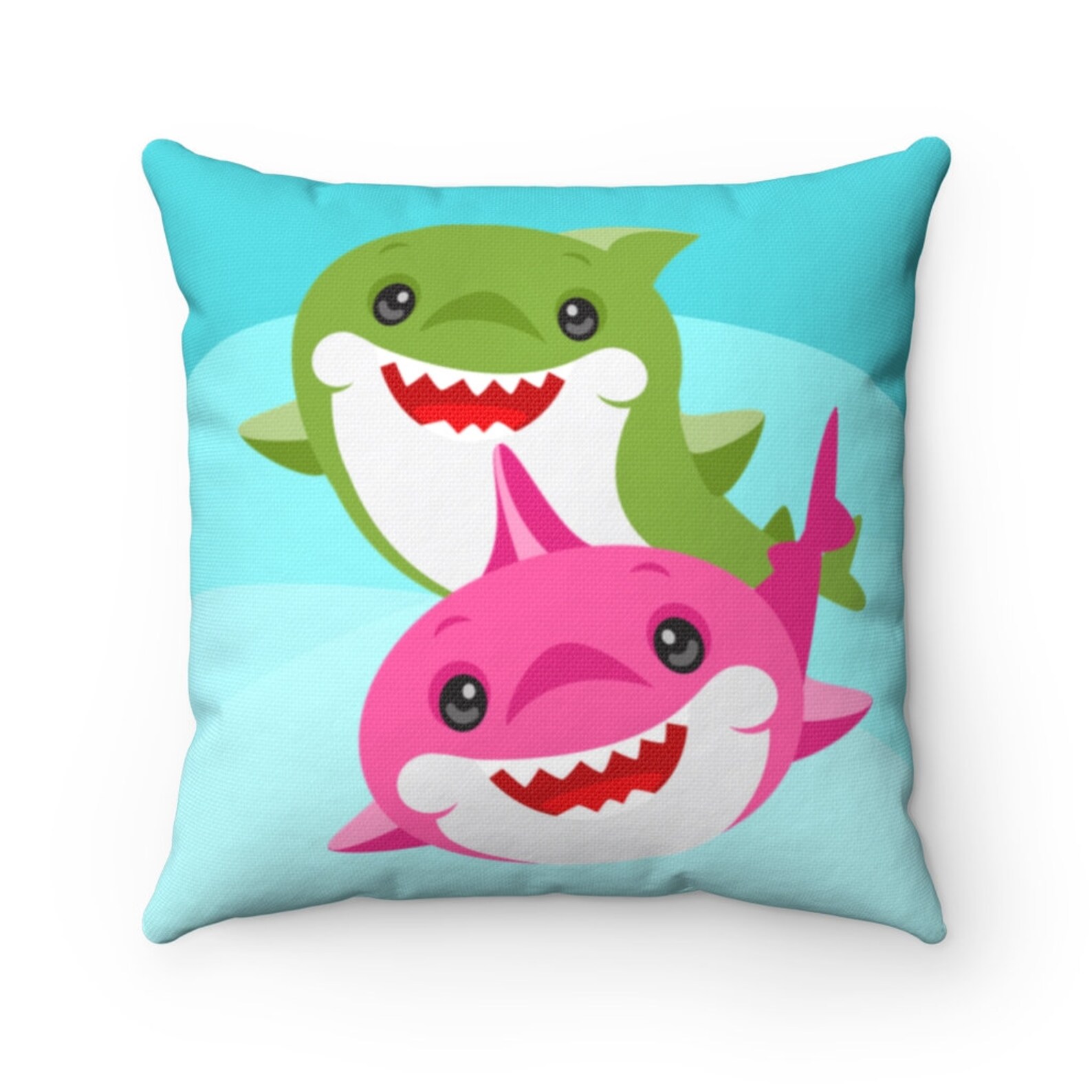 Cute Baby Sharks Art Home Gift Spun Polyester Square Pillow Etsy