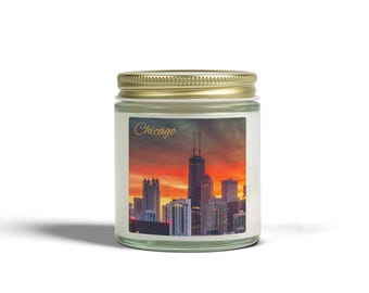 Chicago Sunset Scented Candles, Coconut Apricot Wax, Relaxation Gift, Home Decor, Aromatherapy, Candles for Every Occasion