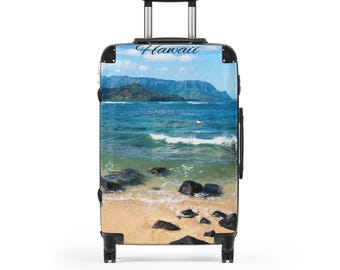 Medium Hawaii Beach Rolling Suitcase: Tropical Vacation Travel Luggage
