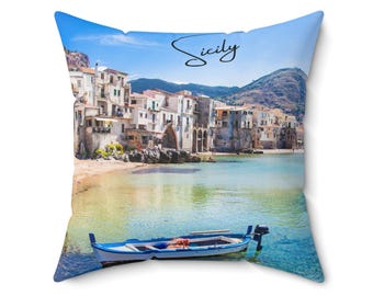 20"x20" Sicily Italy Seaside Spun Polyester Square Pillow