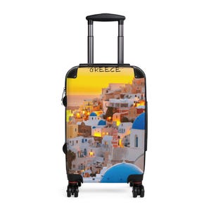 Sunset Santorini Greece-Inspired Suitcase for Travelers, Stylish Luggage, Perfect Travel Accessory, Vacation Gear, Holiday Gift