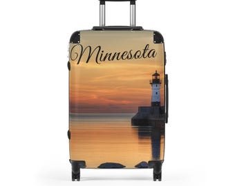Medium Minnesota Sunset Suitcase, Travel Luggage, Vacation Bag, Personalized Suitcase, Gift for Travelers