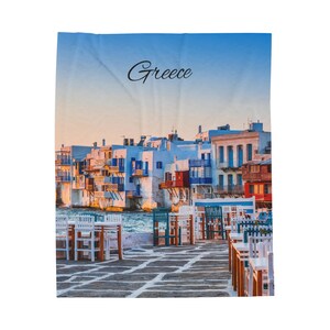 50&quot;x60&quot; Greece Skyline Velveteen Plush Blanket