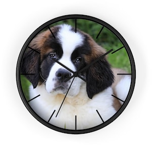 10&quot; Clock Adorable Puppy Saint Bernard Wall Clock, Dog Lover Gift, Pet Memorial Decor, Unique Home Accent, Animal-Themed Wall Art
