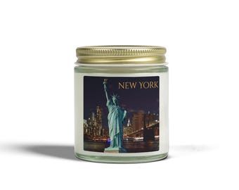 New York Scented Candle - Coconut Apricot Wax - Travel Souvenir, Home Decor, Relaxation Gift, Housewarming Present, Birthday Gift