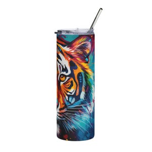Vibrant Tiger Tumbler: 20oz Stainless Steel Travel Mug