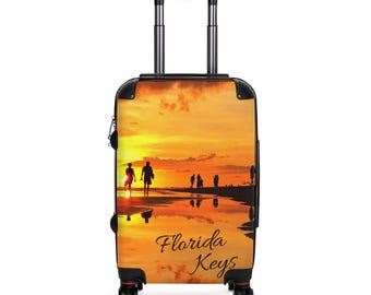 Silueta de puesta de sol en los Cayos de Florida Maleta / equipaje de viaje para la playa