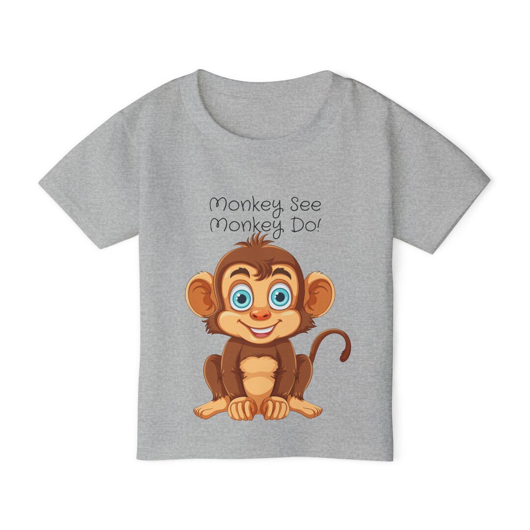 モンキー・シー・モンキー・ドゥ幼児用Tシャツ、楽しい子供服 - Etsy 日本