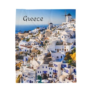 50&quot;x60&quot; Greece Skyline Velveteen Plush Blanket