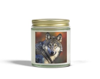 Wolf Scented Candle: Cozy Home Fragrance, Eco-Friendly Coconut Apricot Wax