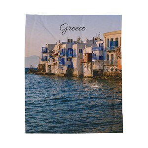 50&quot;x60&quot; Greece Skyline Velveteen Plush Blanket