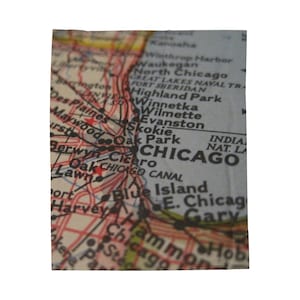 Manta de felpa de terciopelo con el mapa de Chicago de 50" x 60"