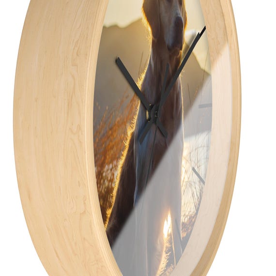 Horloge murale silencieuse et sans tic-tac, motif labrador retriever, cadeau amusant pour la cuisine, le salon, 25,4 x 25,4 cm