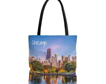 MEIKIUP Canvas Tote Bag – Chicago Motiv, 35x38 Cm, Wasserabweisend, Große Tasche Für Einkauf & Reise