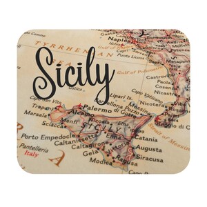 9 "x8" Sizilien Italien Vintage Landkarte Mauspad (rechteckig)