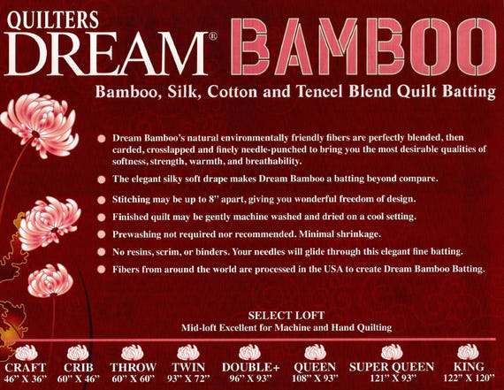 Craft Size, Quilters Dream Bamboo Mid-loft (Select) Batting