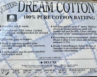 Craft Size, Quilters Dream Cotton Deluxe Batting, Natural Color
