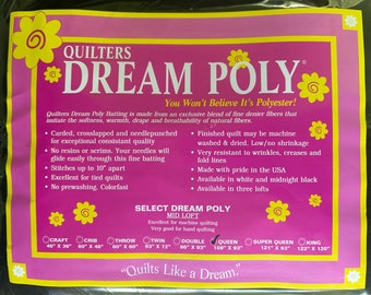 Queen Size, Black, Quilters Dream Poly Batting, Select (Mid Loft)