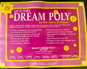 King Size, Black, Quilters Dream Poly Batting, Select (Mid Loft)