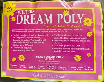 Tamaño doble, negro, Quilters Dream Poly Batting, selecto (Mid Loft)