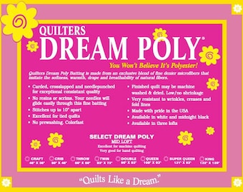 Throw Size, Black, Quilters Dream Poly Batting, Select (Mid Loft)